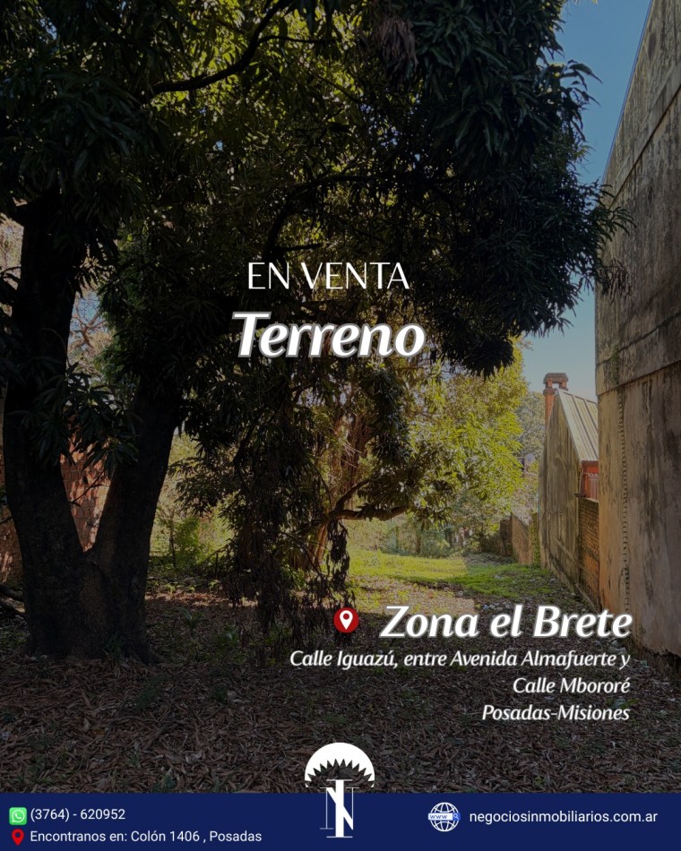 TERRENO EN VENTA, ZONA EL BRETE